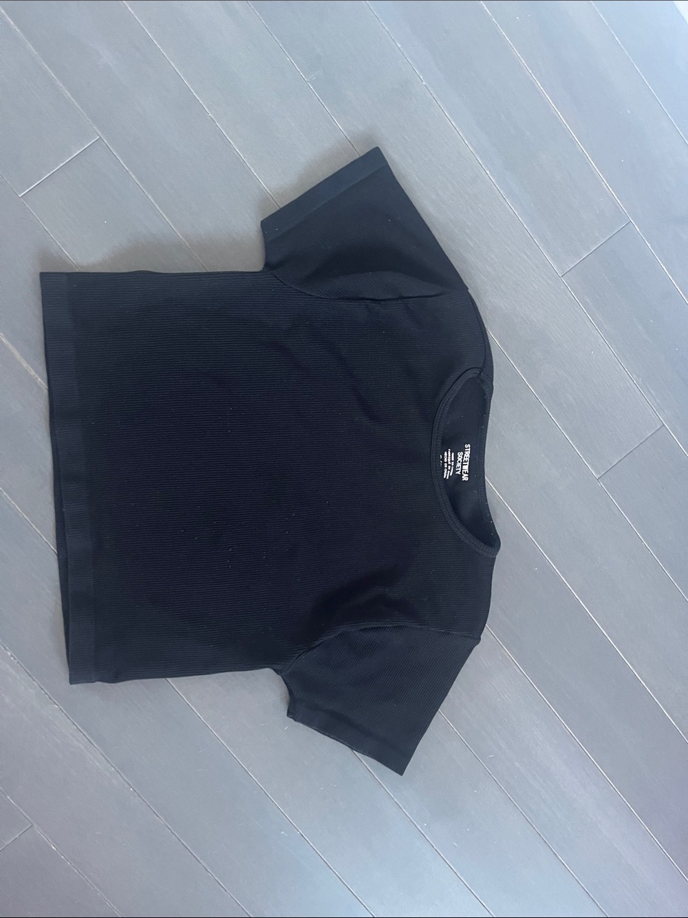 Black Short-Sleeve Ribbed Tee